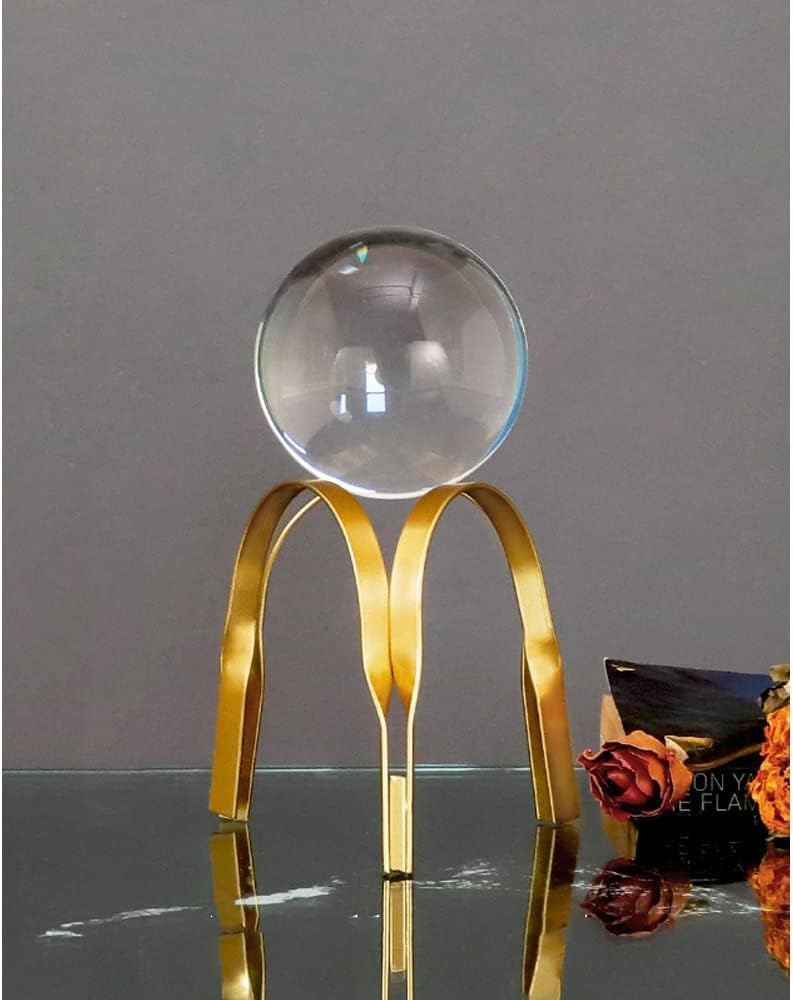 Yagzon Good Luck Charm Positivity Aesthetic Decor for Living Room Crystal Ball with Gold Iron Stand Tri Leg Decorative Ornament for Shelf Table Home Office Sculpture - Image 2