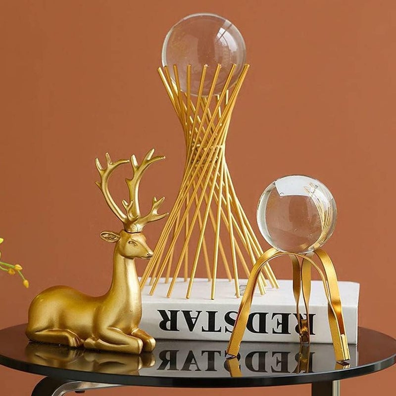 Yagzon Good Luck Charm Positivity Aesthetic Decor for Living Room Crystal Ball with Gold Iron Stand Tri Leg Decorative Ornament for Shelf Table Home Office Sculpture - Image 3