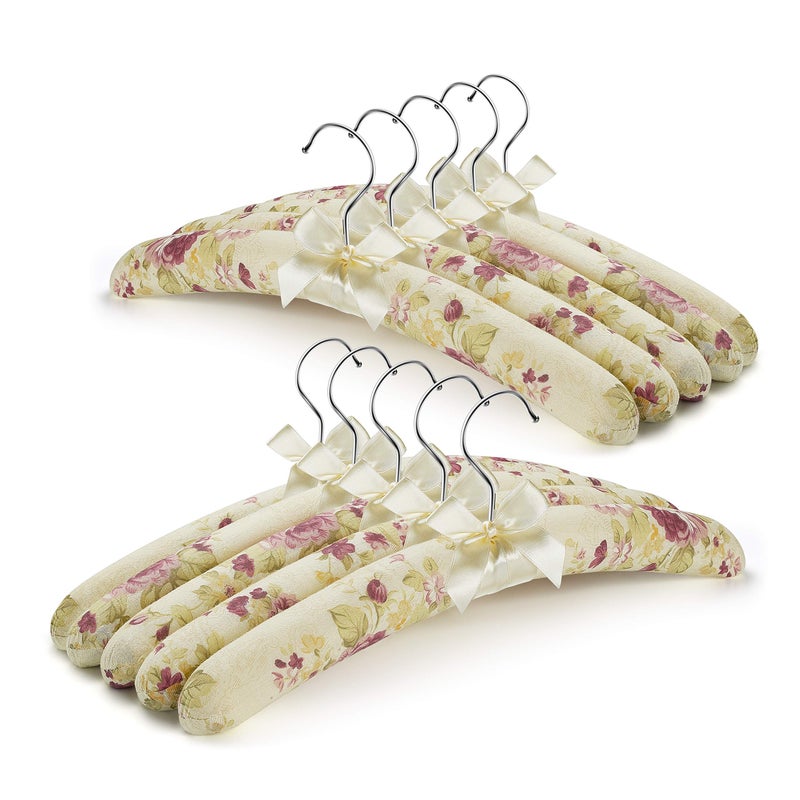 GLCON Padded Clothes Hangers for Sweaters â€“ Women Padded Coat Hangers- Foam Hanger Non Slip Satin Canvas Covers for Adults Wedding Bridesmaid (Pack of 10) - Image 1