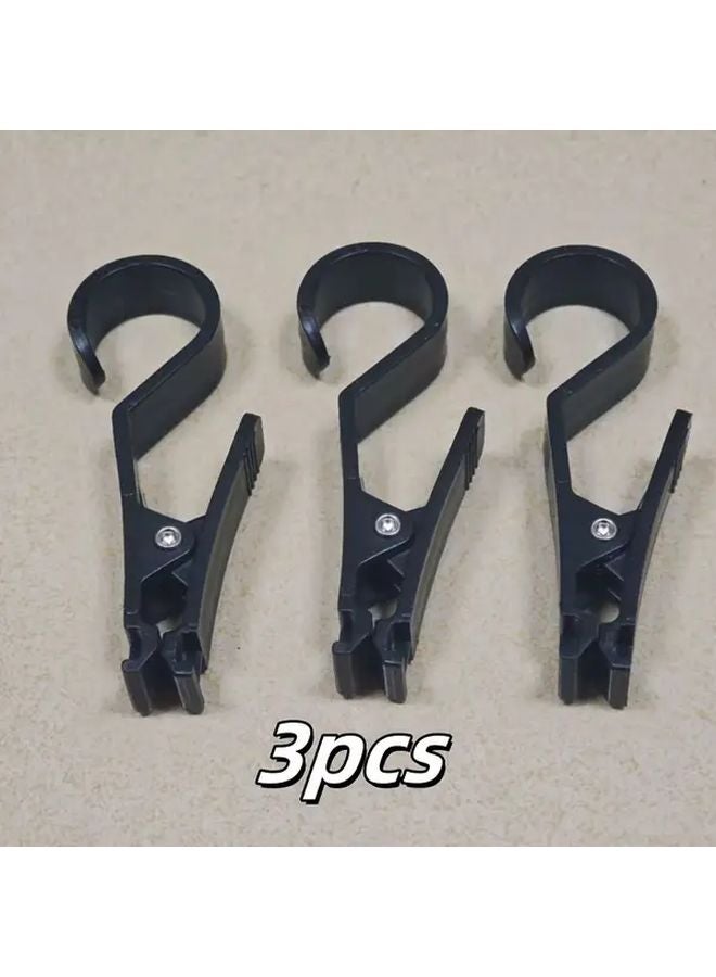 Black S Type Hook 3pcs Durable PVC Lightweight Multi Functional Outdoor Tent Clips - Image 1