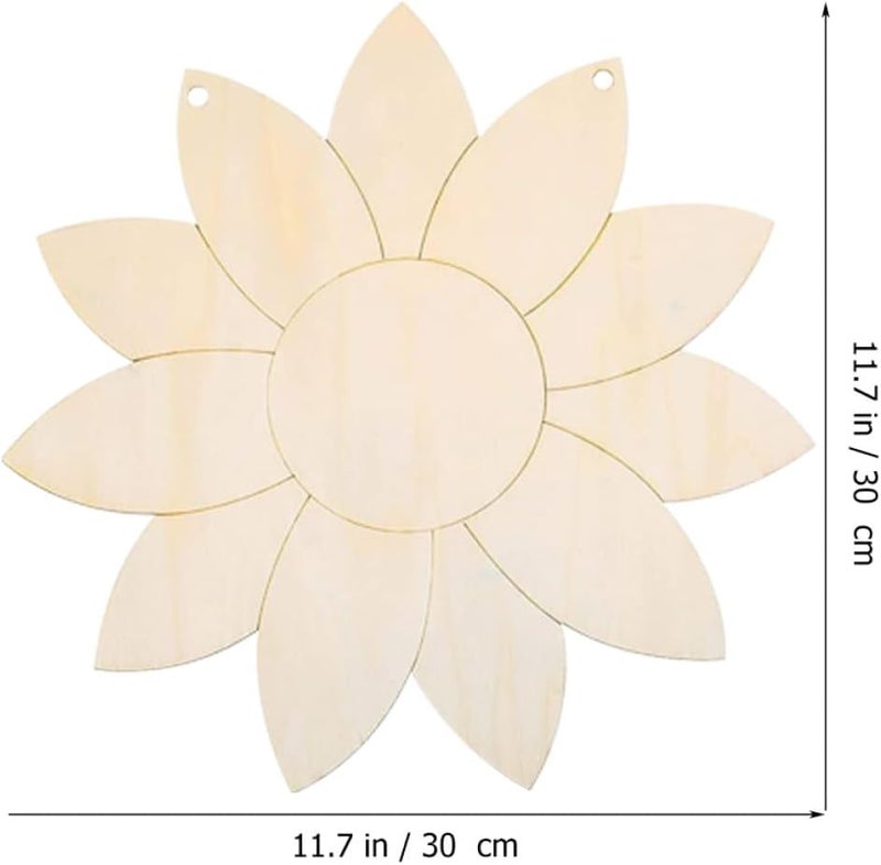 6Pcs Unpainted Sunflower Wood Slices DIY Wood Embellishments for Crafting and Painting, Natural Wooden Cutouts Set for and Adults, Sunflower Pendant Decorations for Home and - Image 2