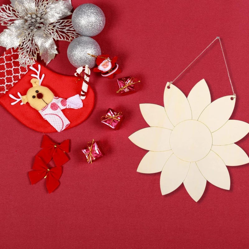 6Pcs Unpainted Sunflower Wood Slices DIY Wood Embellishments for Crafting and Painting, Natural Wooden Cutouts Set for and Adults, Sunflower Pendant Decorations for Home and - Image 4