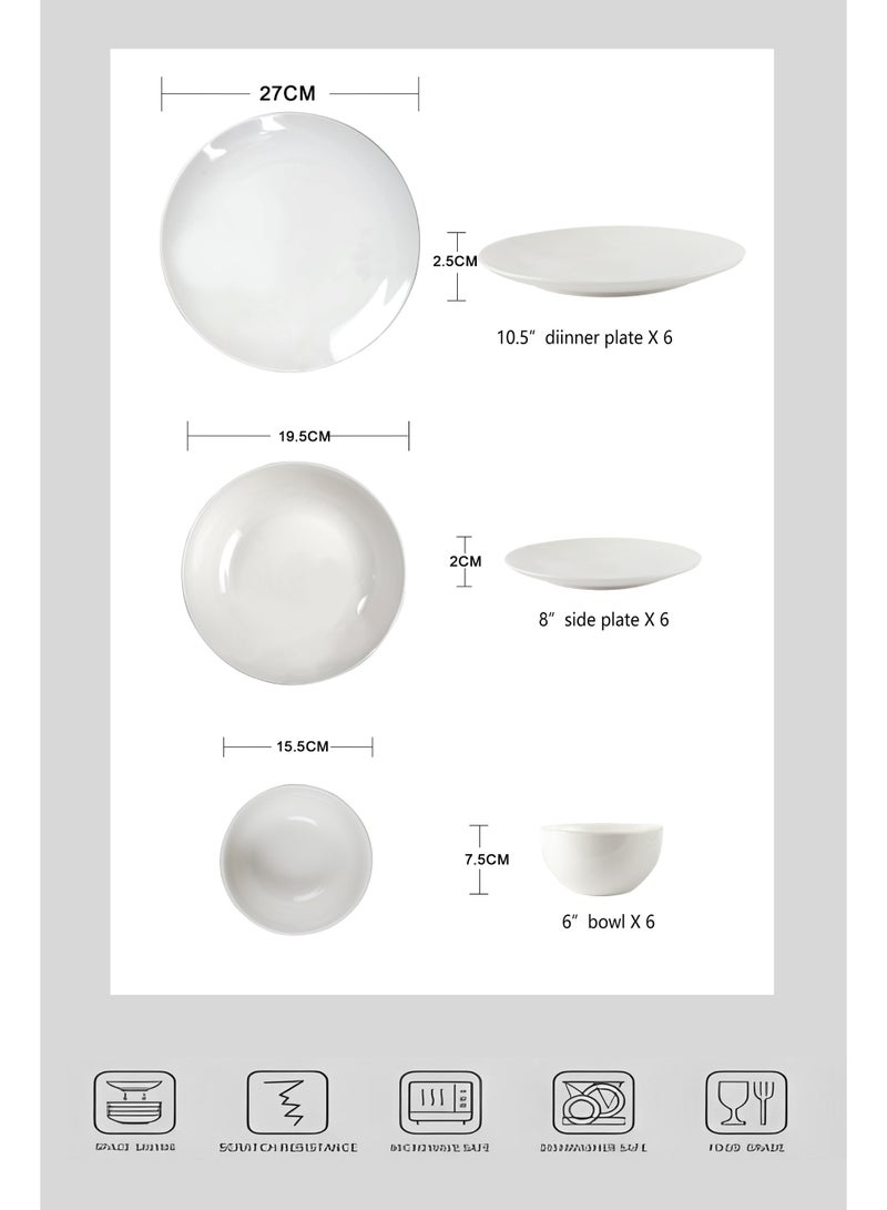 Noon East 18 piece Porcelain Dinnerware Set, Set for 6, Microwave & Dishwasher Safe, Grey Abstract - Image 5