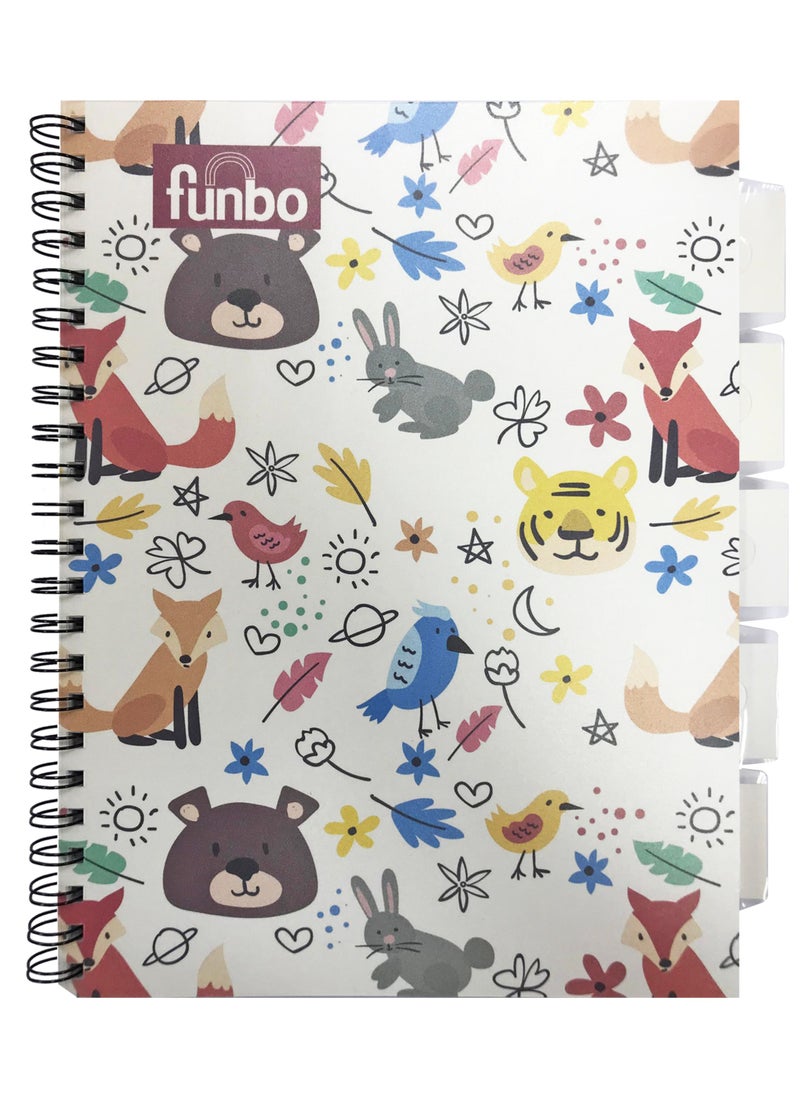 Funbo - Funbo - A4 Size, 150 sheets notebook with PP cover and dividers for 5 subjects (Furry Tales) - Image 1