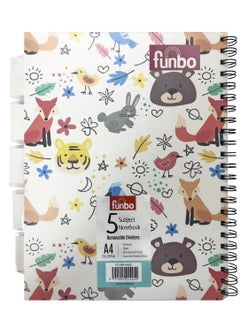 Funbo Funbo - A4 Size, 150 sheets notebook with PP cover and dividers for 5 subjects (Furry Tales)  - Image 2