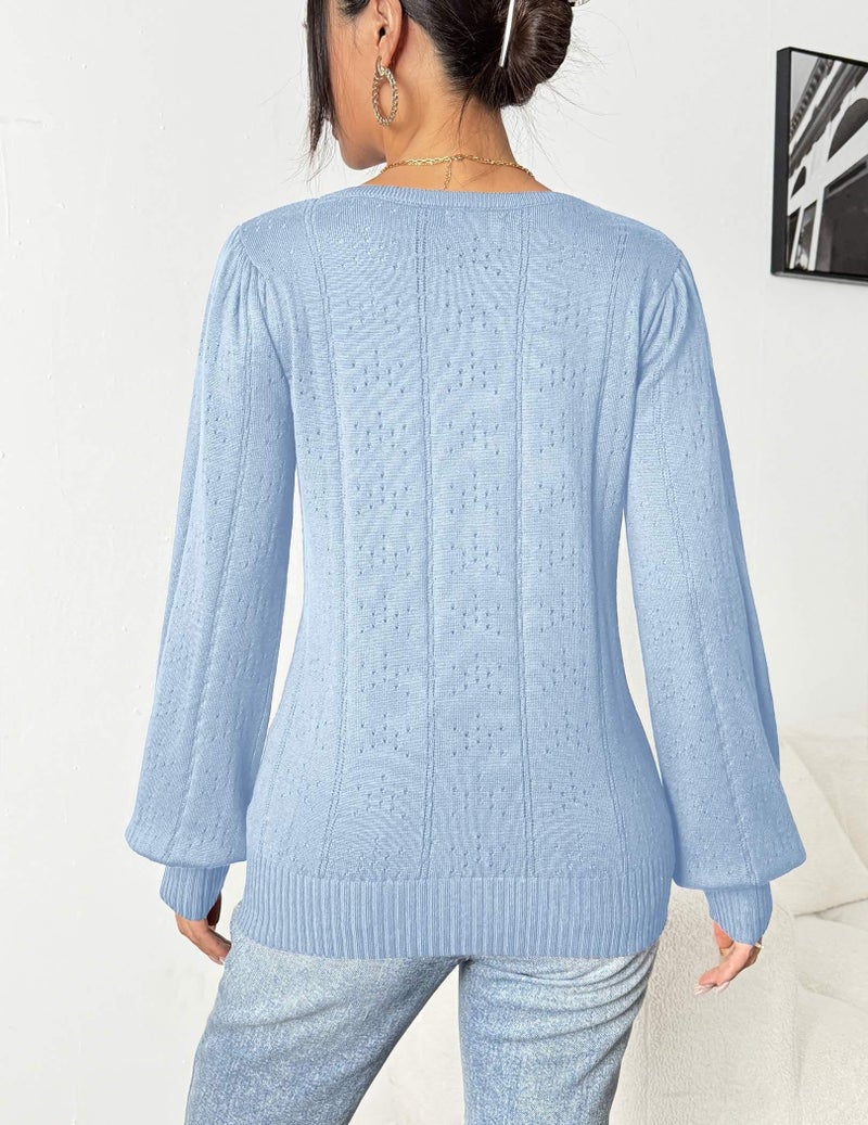 HOTOUCH Women's Knit Sweater 2026 Fitted Long Sleeve Square Neck Solid Color Pullover Cable Chunky Casual Tops Blouse - Image 5