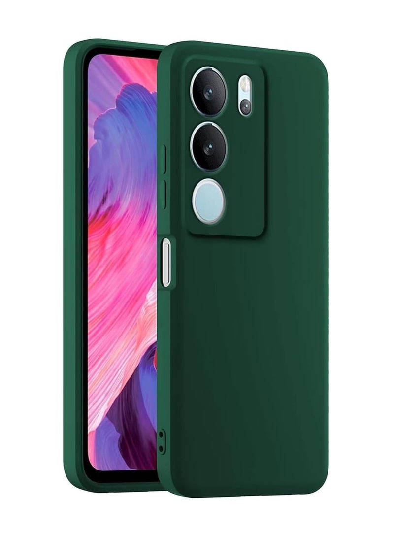 Case for Vivo Y29 Liquid Gel Rubber Bumper Case with Soft Microfiber Lining Cushion Slim Hard Shell Shockproof Protective Cover for Vivo Y29 5G 2024 (Green)