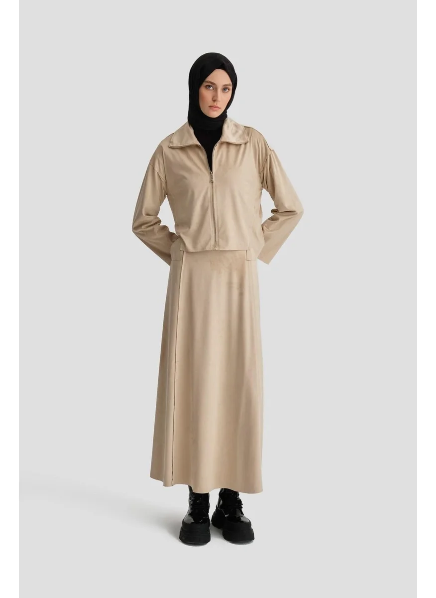 ARMINE Cut Detailed Suede Suit 24K6914 Beige