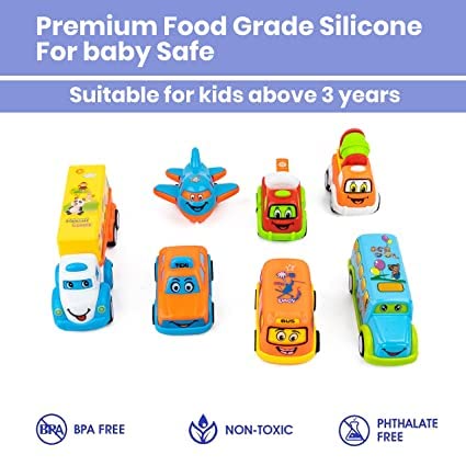 KAVANA Pull Back Vehicles//Push And Go Crawling Toy Car,Kids Toy Including Car,Truck,Taxi,Bus,Plane And Construction Toys For Toddlers Birthday Gifts For Boys 2 3 4 5 6 Year,Multicolor - Image 2