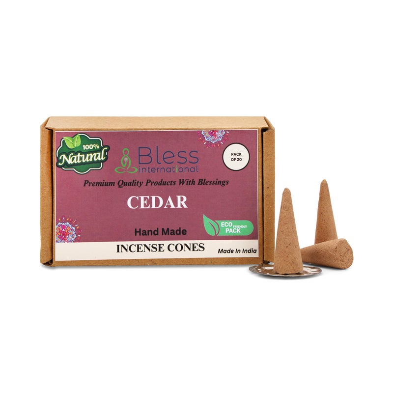 Bless International Cedar 100%-Natural-Incense-Cones Handmade-Hand-Dipped Organic-Chemicals-Free for-Purification-Relaxation-Positivity-Yoga-Meditation The-Best-scents (20 Count) - Image 2