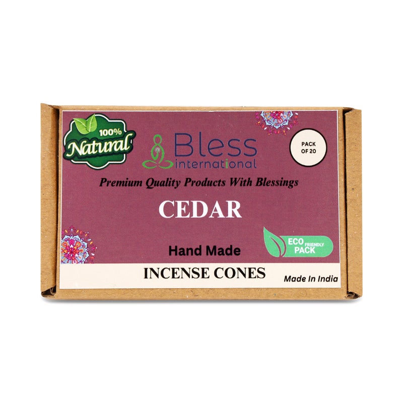 Bless International Cedar 100%-Natural-Incense-Cones Handmade-Hand-Dipped Organic-Chemicals-Free for-Purification-Relaxation-Positivity-Yoga-Meditation The-Best-scents (20 Count) - Image 1