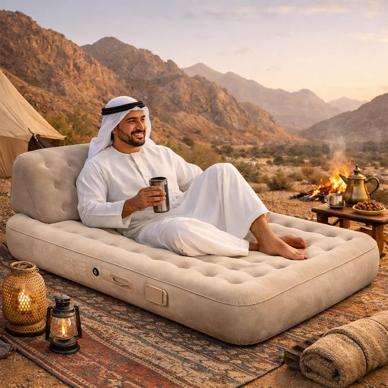 مرتبة هوائية مفردة مع مضخة مدمجة - سرير هوائي قابل للنفخ محمول للتخييم والسفر والمنزل - Image 1