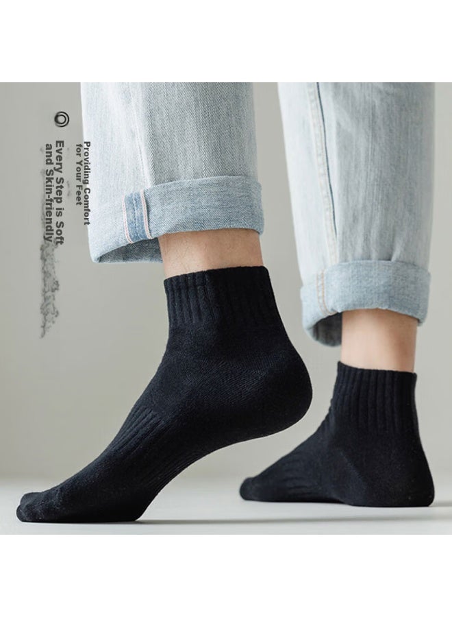 Cotton Thirteen Men's Short Socks Autumn And Winter [combed Cotton] Sweat-absorbent And Breathable Thin Men's Socks Solid Color Low-cut Short Tube Socks 10 Pairs - Image 5