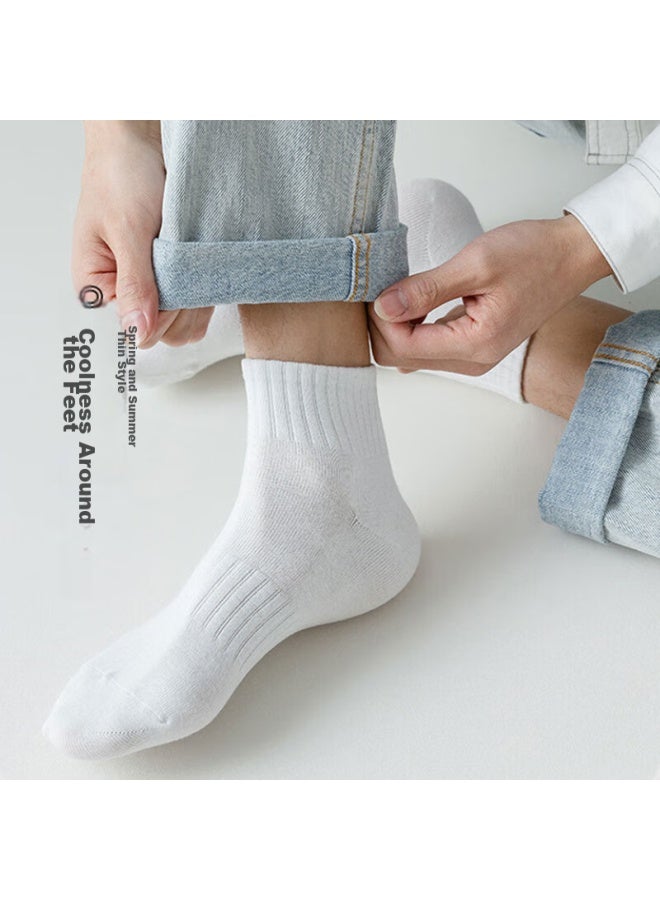 Cotton Thirteen Men's Short Socks Autumn And Winter [combed Cotton] Sweat-absorbent And Breathable Thin Men's Socks Solid Color Low-cut Short Tube Socks 10 Pairs - Image 2