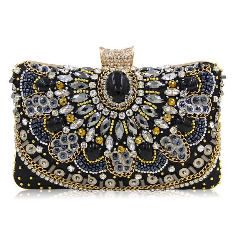 Kai Weili Heavy Handmade Dense Bead Diamond Chain Bag Single Hand Bag High-Class Banquet Dress Evening Banquet Bag For Women - Image 2