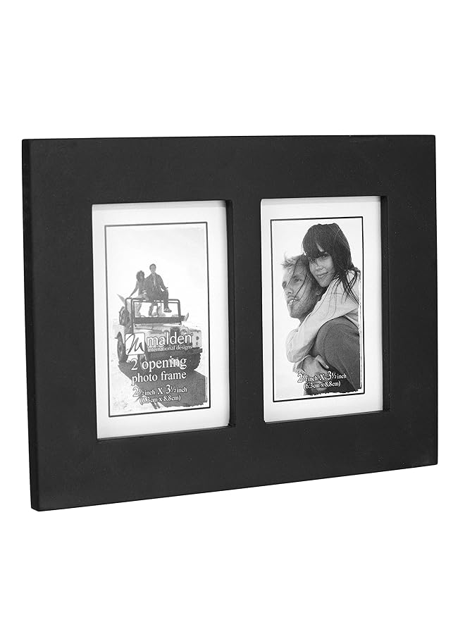 erorex Double 2X3 Picture Frame Wide Real Wood Molding Real Glass Black - Image 2