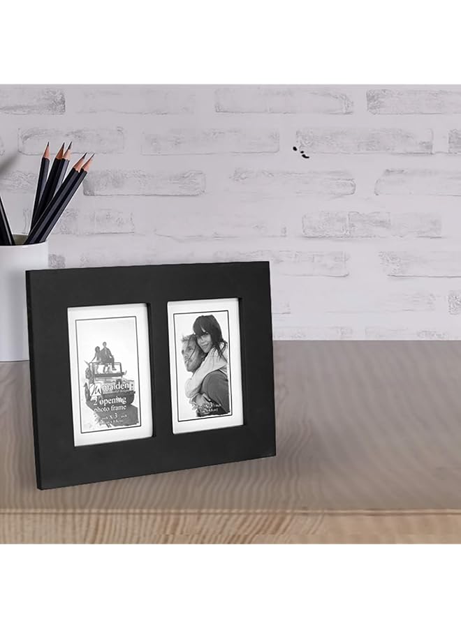 erorex Double 2X3 Picture Frame Wide Real Wood Molding Real Glass Black - Image 4