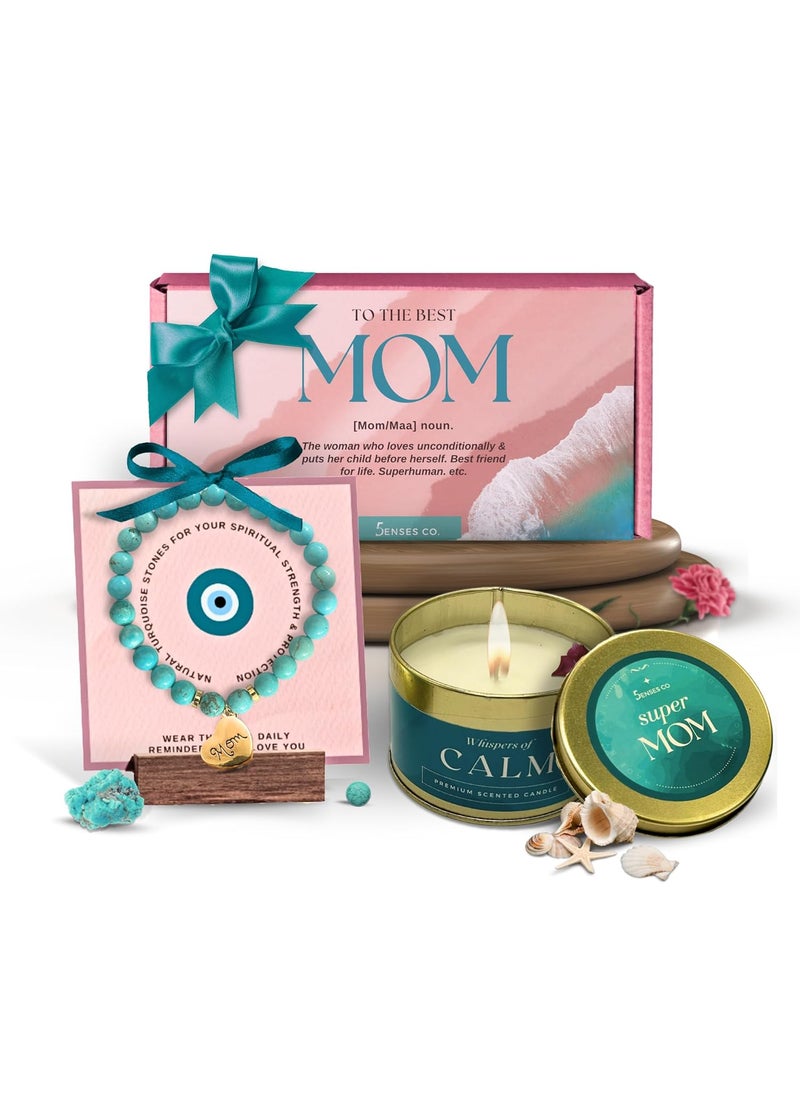 5enses Co 5 Senses Co Luxury Relaxation Gift Set for Mom Mothers Day High End Certified Natural Stones Premium Scented Candle 