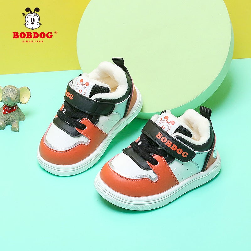 Babudou Boys' Shoes, Baby Toddler Shoes, Kidsren'S Sneakers, Girls' Velvet Cotton Shoes, Soft Soles, Trendy Style - Image 2
