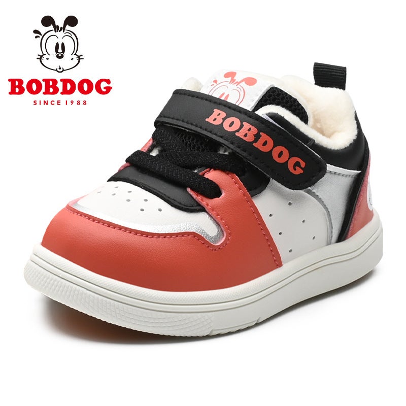 Babudou Boys' Shoes, Baby Toddler Shoes, Kidsren'S Sneakers, Girls' Velvet Cotton Shoes, Soft Soles, Trendy Style - Image 1