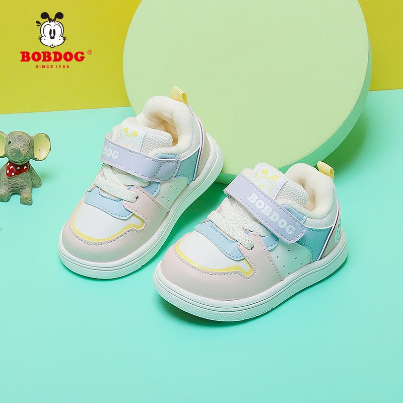 Babudou Boys' Shoes, Baby Toddler Shoes, Kidsren'S Sneakers, Girls' Velvet Cotton Shoes, Soft Soles, Trendy Style - Image 5