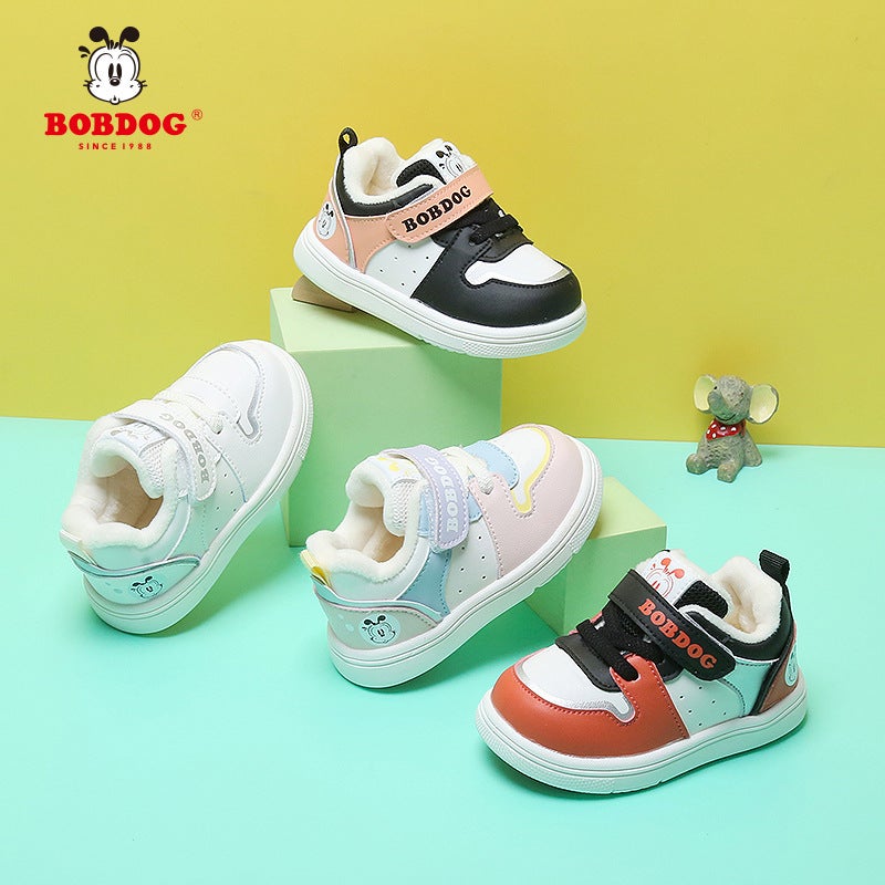 Babudou Boys' Shoes, Baby Toddler Shoes, Kidsren'S Sneakers, Girls' Velvet Cotton Shoes, Soft Soles, Trendy Style - Image 3