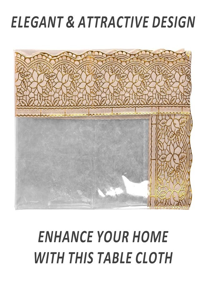 Agroha Transparent Table Cover with Golden Border Laces, 2-4 Seater 48x48 inches, 0.25mm Thick, 2-4 Seater, Rectangular (48x48) - Image 5