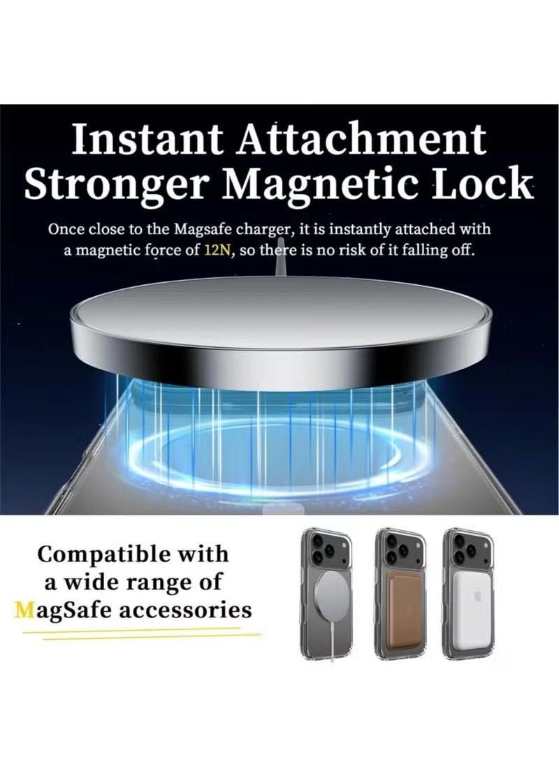 أكاليكس [5 في 1] حافظة آيفون 17 برو ماكس-غطاء مغناطيسي شفاف سليم مقاوم للصدمات مع 2-واقيات للشاشة و 2-واقيات لعدسات الكاميرا ، حماية من الدرجة العسكرية ، متوافقة مع ماجسيف ، حافظة واقية لكامل الجسم مضادة للخدش لهاتف آيفون 17 برو ماكس - Image 3