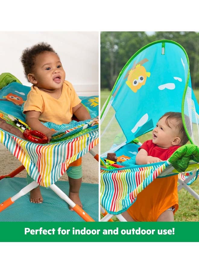 Bright Starts Pop ‘N Jump Owl Forest Portable Baby Jumper with Toys and Canopy, 6–12 Months  - Image 5