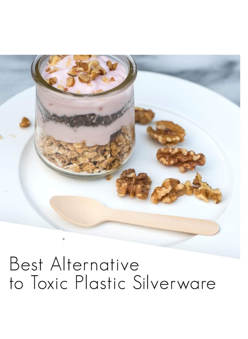 500 قطعة ملاعق خشبية صغيرة للاستعمال مرة واحدة 3.5 بوصة – قابلة للتحلل الحيوي للآيس كريم والحلويات - Image 5