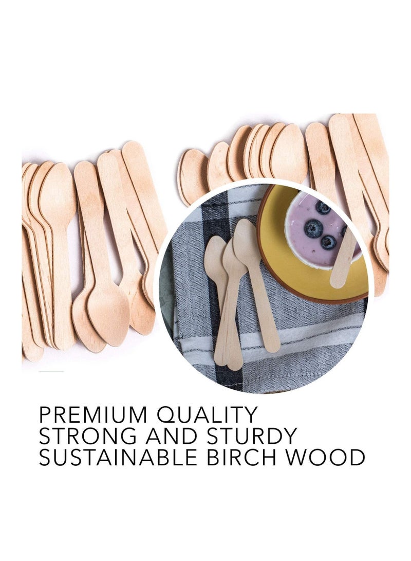 500Pc Disposable Wooden Spoons Mini Kitchen Ice Cream Dessert Biodegradable Flatware Cutlery Small - Image 3