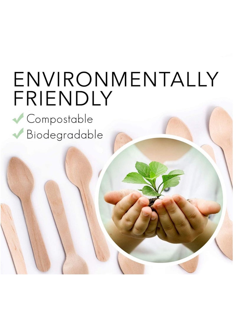 500Pc Disposable Wooden Spoons Mini Kitchen Ice Cream Dessert Biodegradable Flatware Cutlery Small - Image 4