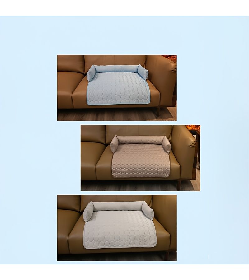 Round Coffee Brown Pet Cooling Mat 27.56 By 27.56 Inch Summer Ice Silk Fiber Fabric Breathable Pad For Cats And Dogs - Image 3