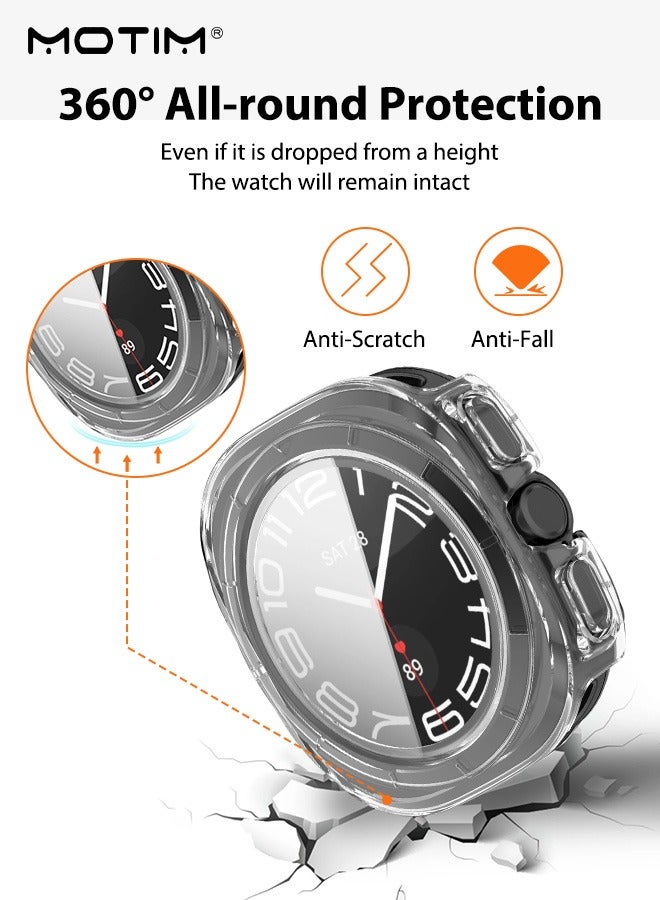 Motim Samsung Galaxy Watch 7 Ultra Screen Protector Case 47mm, Hard PC Bumper Cover with Tempered Glass Screen Protector for Galaxy Watch 7 Accessories (47mm)  - Image 2