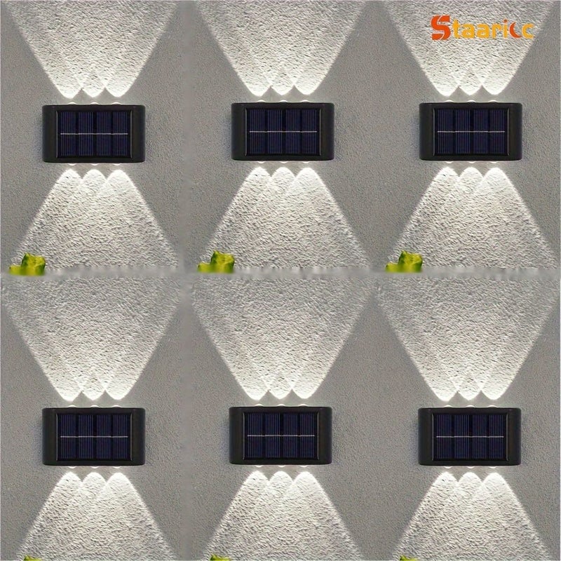 6pcs Solar Wall Light Outdoor 6 LED Cool White Deck Lights For Garden Fence Garage - Image 1