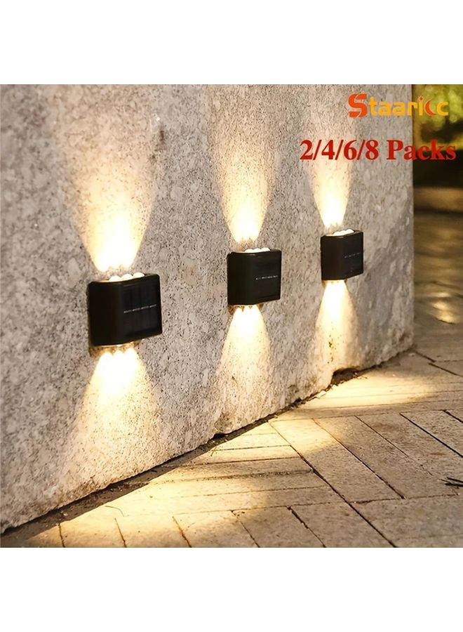 6pcs Solar Wall Light Outdoor 6 LED Cool White Deck Lights For Garden Fence Garage - Image 2
