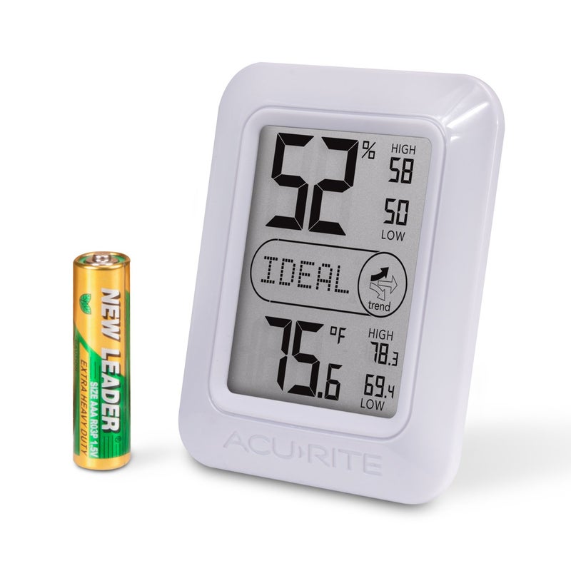 Acurite AcuRite Indoor Digital Thermometer  Hygrometer with Temperature and Humidity Gauge and Comfort Levels 01131M  White 