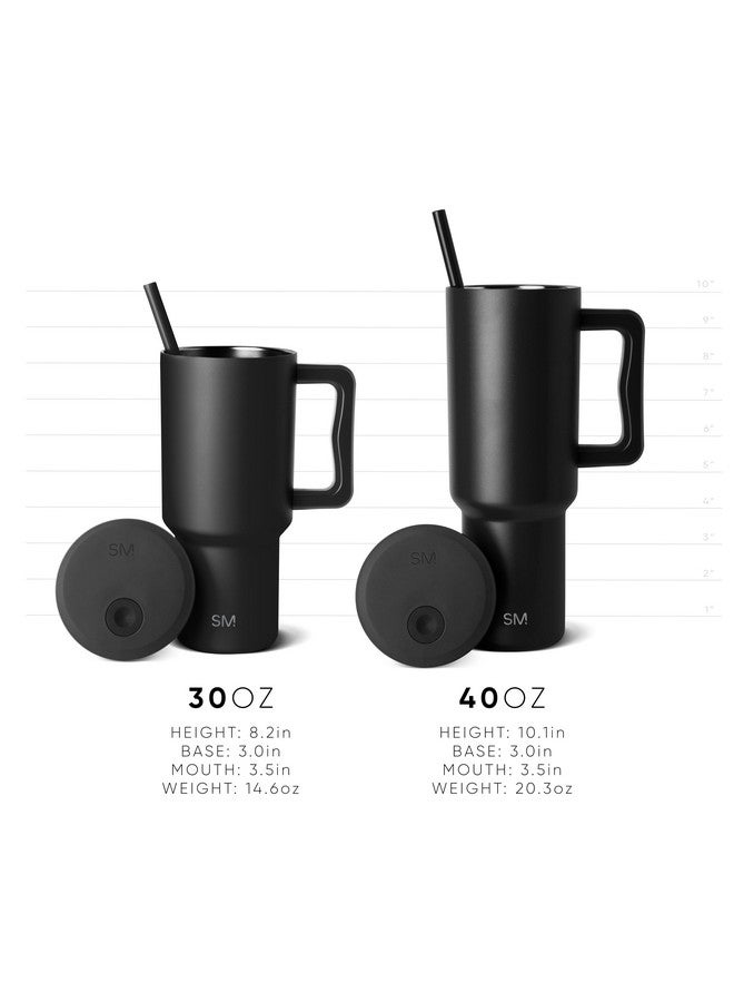 Simple Modern 40 oz Trek Tumbler with Handle and Straw Lid | Cup Holder Friendly Insulated Stainless Steel Travel Mug | Green Apple - Image 5