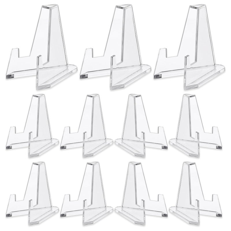 Hejo 24Pcs Mini Acrylic Trading Card Stand AntiSlip Clear Easel Stands Card Stands for Display Multifunctional Display Stands for Coins Pocket Watches Medals