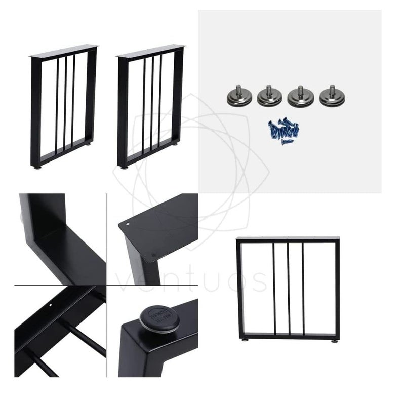 DECORILA أرجل طاولة معدنية DECORILA DIY أرجل أثاث سوداء أرجل طاولة طعام أرجل حديد زهر أرجل مكتب حزمة من 2 فقط أرجل شكل مستطيل - Image 4