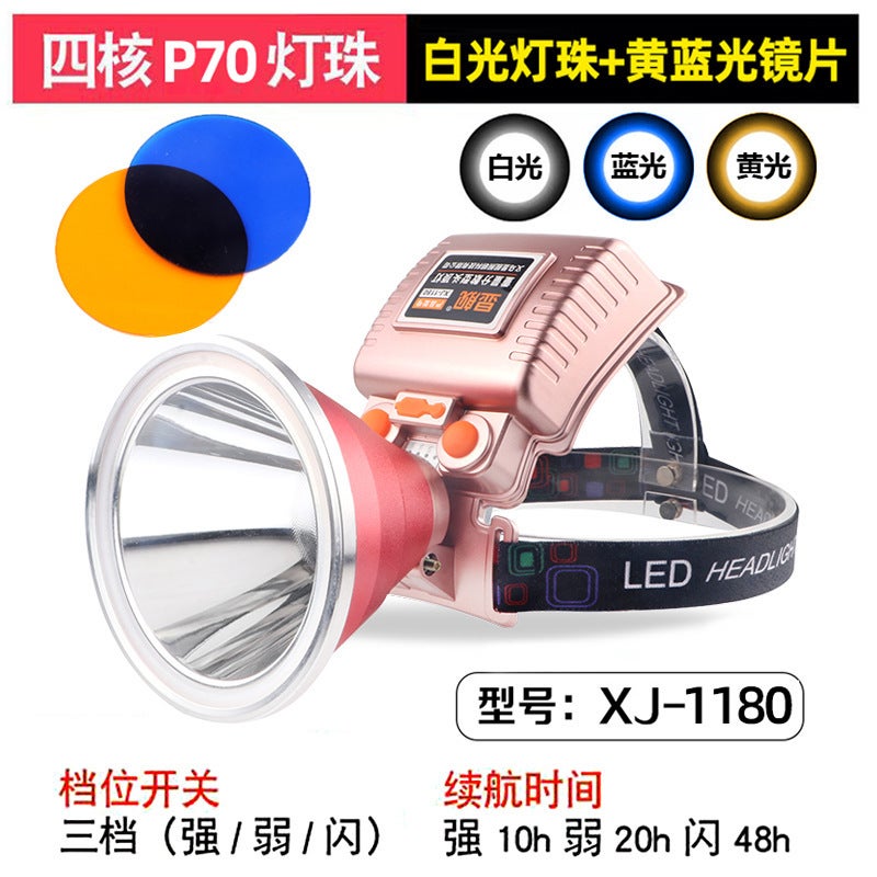 2024 High-Power LED Headlamp for Night Fishing 1180 three light source gravity balance type imported P70 lamp beads 1180 three light source gravity balance type imported P70 lamp beads