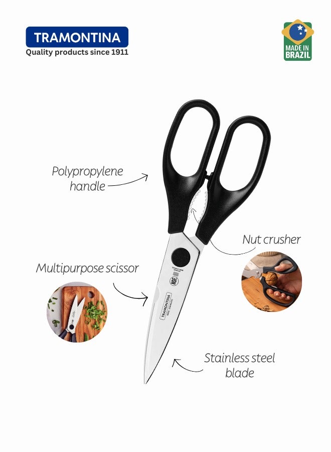 TRAMONTINA Since 1911, Made In Brazil - Supercort multipurpose scissors with stainless steel blade and black polypropylene handle, 8"  - Image 1