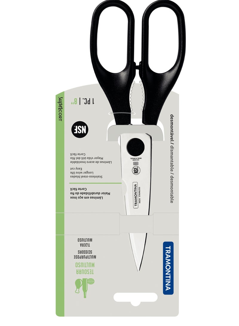 TRAMONTINA Since 1911, Made In Brazil - Supercort multipurpose scissors with stainless steel blade and black polypropylene handle, 8"  - Image 3