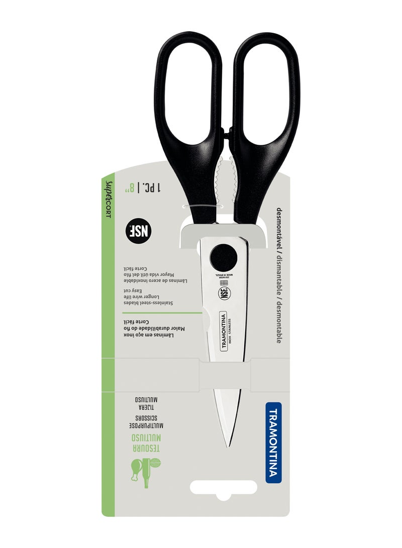 TRAMONTINA Since 1911, Made In Brazil - Supercort multipurpose scissors with stainless steel blade and black polypropylene handle, 8"  - Image 4