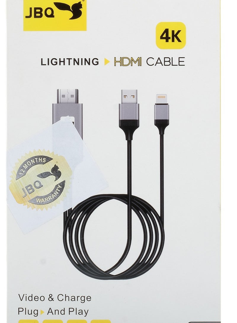 JBQ Plug and Play HDMI Cable to Mobile Phone Connector, Compatible With iPhone 2M - Image 1