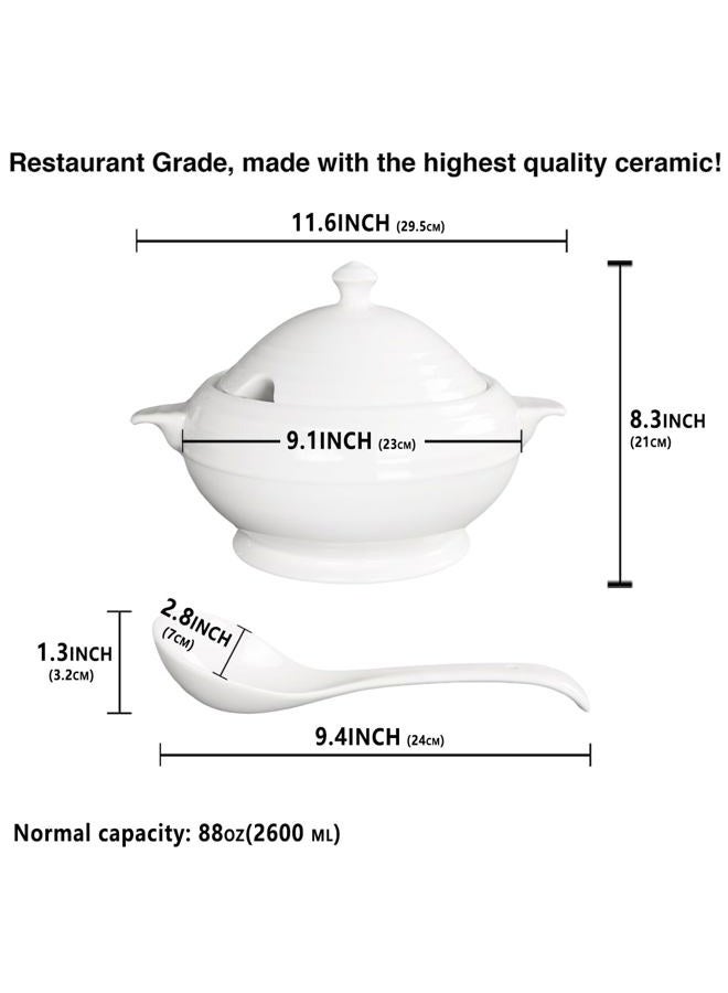 Creativity Home Casserole Dish, 88 ounce Spherical shape Casserole Dish With Lid, Oven to Table Porcelain Serving Handles, for Dinner and Party, Dishwasher and Microwave Safe (11.6 Inch - Image 2