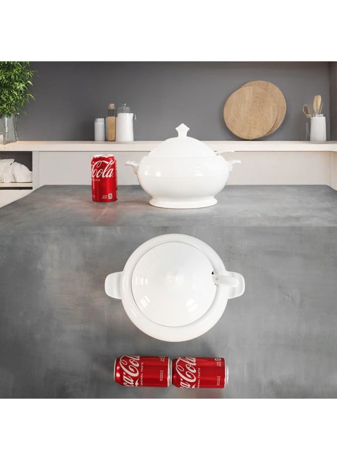 Creativity Home Casserole Dish, 88 ounce Spherical shape Casserole Dish With Lid, Oven to Table Porcelain Serving Handles, for Dinner and Party, Dishwasher and Microwave Safe (11.6 Inch - Image 3