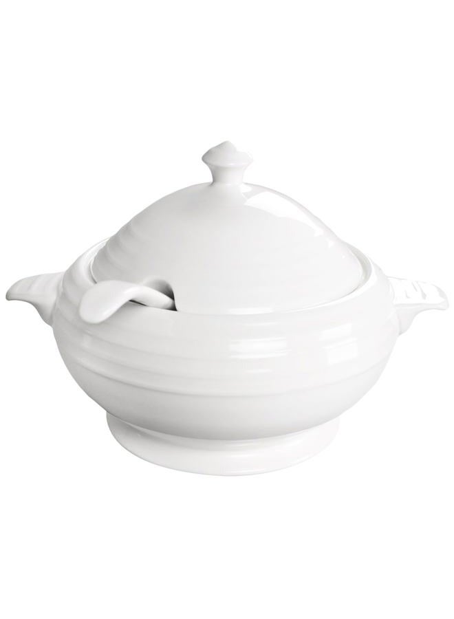 Creativity Home Casserole Dish, 88 ounce Spherical shape Casserole Dish With Lid, Oven to Table Porcelain Serving Handles, for Dinner and Party, Dishwasher and Microwave Safe (11.6 Inch - Image 1