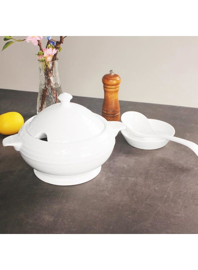 Creativity Home Casserole Dish, 88 ounce Spherical shape Casserole Dish With Lid, Oven to Table Porcelain Serving Handles, for Dinner and Party, Dishwasher and Microwave Safe (11.6 Inch - Image 5