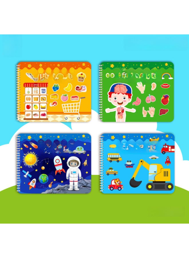 التنوير التعليم المبكر كتاب مشغول كتاب هادئ للأطفال الإنجليزية السماء المرصعة بالنجوم كتاب ملصقات المعرفي لعبة الغذاء الوجه اللون: جسم الإنسان - Image 3